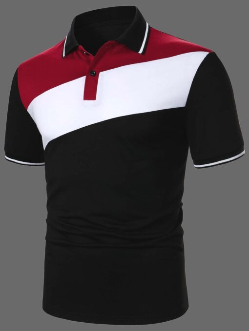 Camisa polo multicolor y ribete en contraste