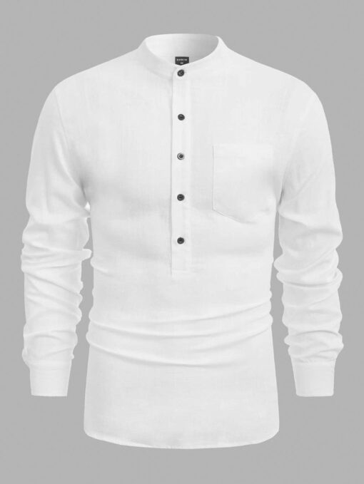 Camisa manga larga de cuello chino