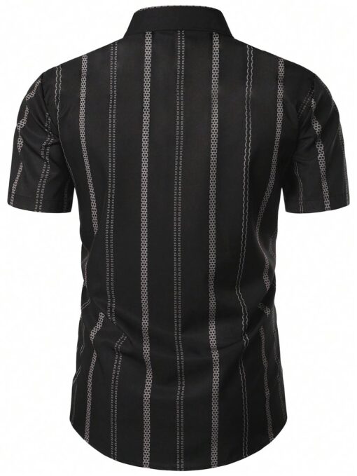 Camisa manga corta estampada con rayas verticales - Imagen 3