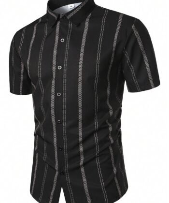 Camisa manga corta estampada con rayas verticales