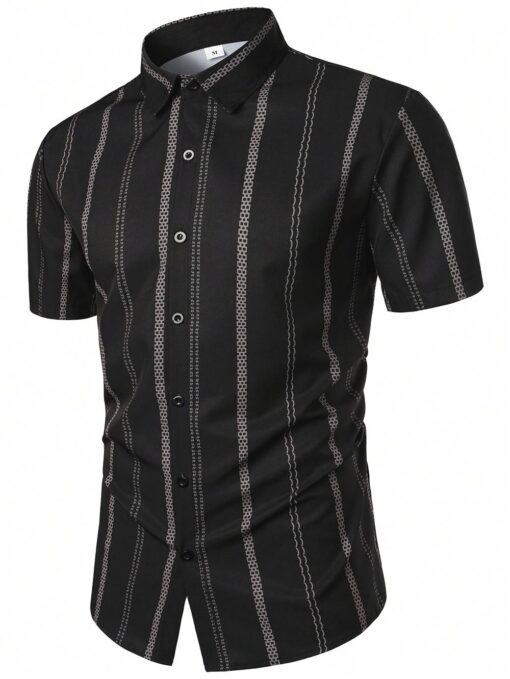 Camisa manga corta estampada con rayas verticales