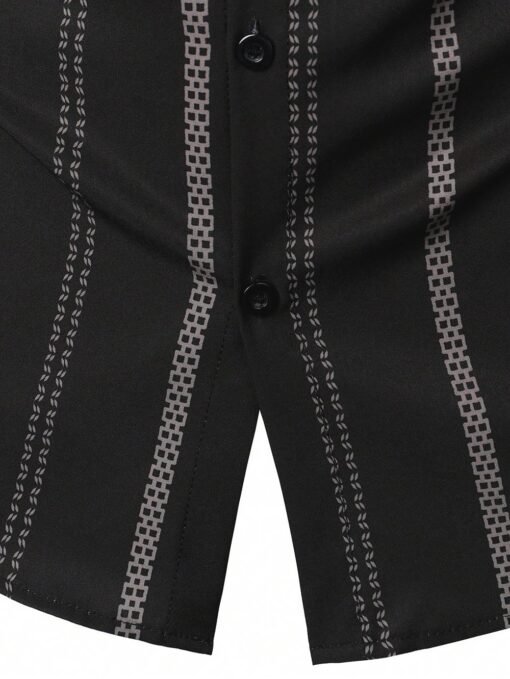 Camisa manga corta estampada con rayas verticales - Imagen 7