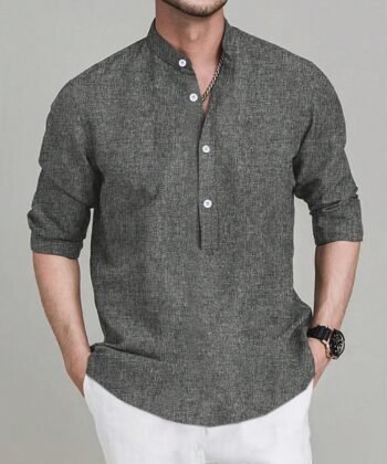 Camisa manga larga de cuello chino