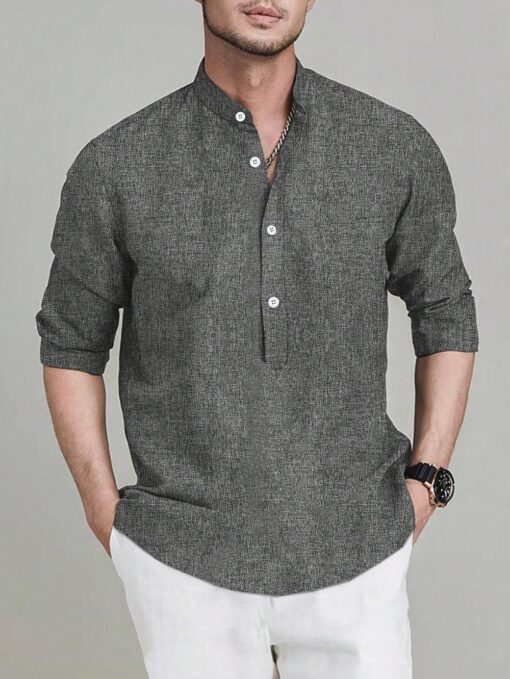 Camisa manga larga de cuello chino