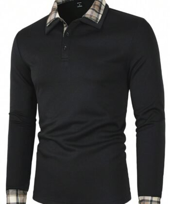 Camisa polo manga larga con ribete estampado