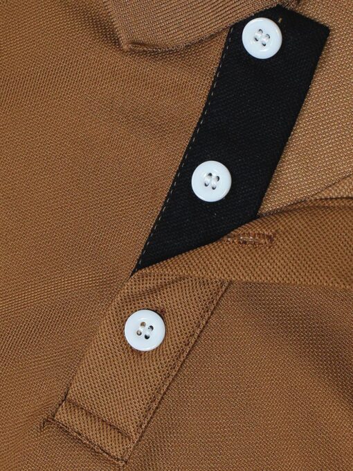 Camisa polo unicolor manga larga - Imagen 5
