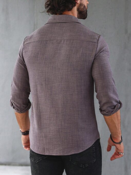 Camisa manga larga unicolor - Imagen 2