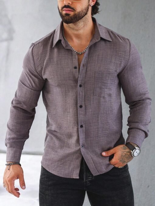 Camisa manga larga unicolor - Imagen 5