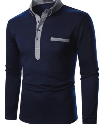 Camisa polo manga larga con cuello en contraste