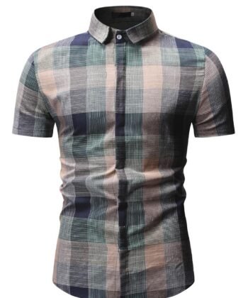 Camisa manga corta multicolor con estampado a cuadros