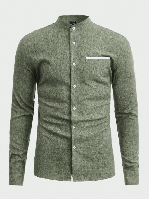Camisa manga larga cuello mao - Imagen 4