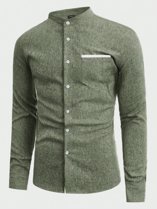 Camisa manga larga cuello mao