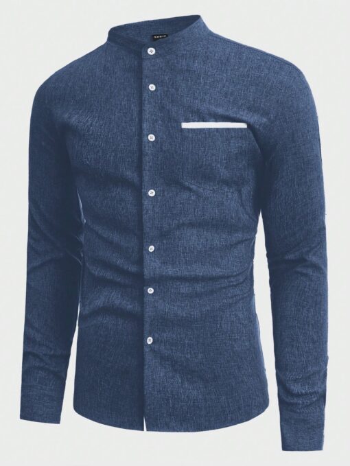 Camisa manga larga cuello mao