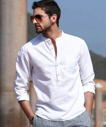 Camisa manga larga cuello mao