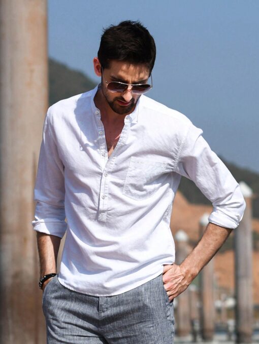 Camisa manga larga cuello mao - Imagen 3