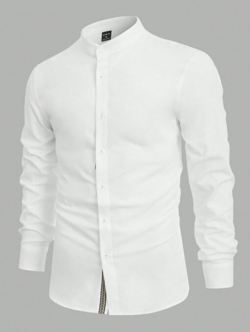Camisa manga larga cuello mao