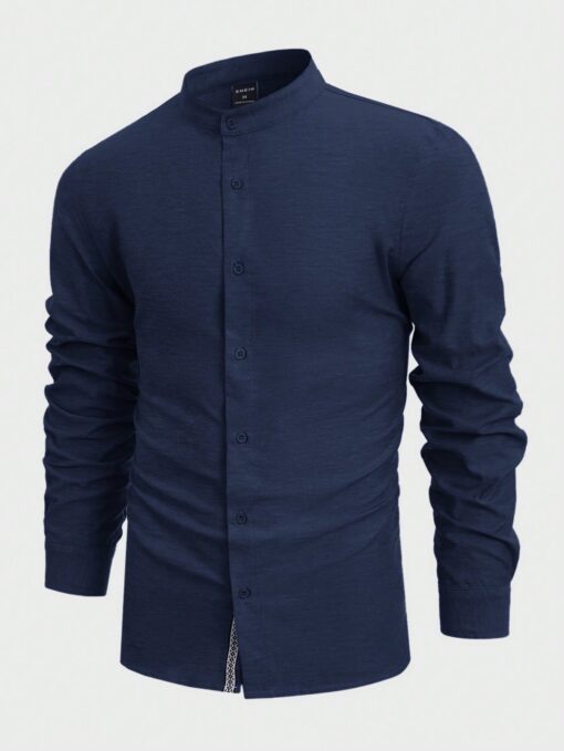 Camisa manga larga cuello mao