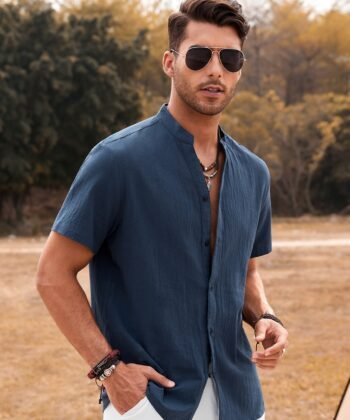 Camisa manga corta cuello mao