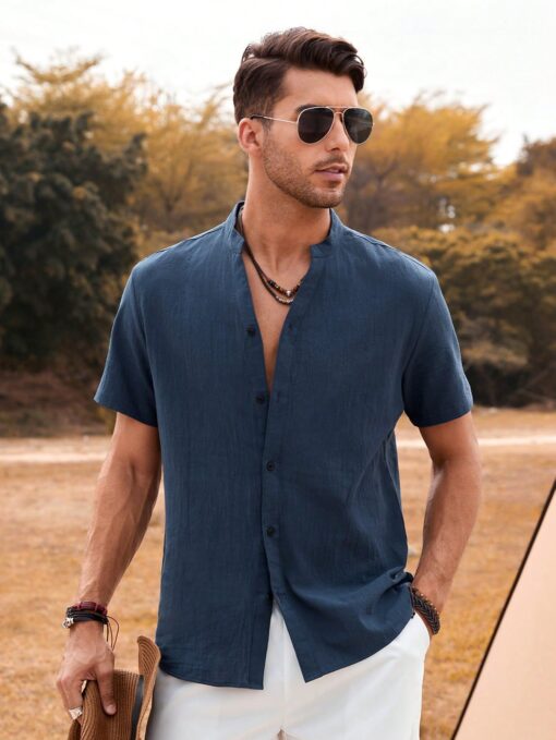 Camisa manga corta cuello mao - Imagen 4