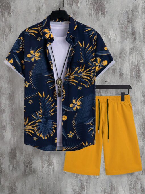 Conjunto camisa con estampado tropical & short - Imagen 3