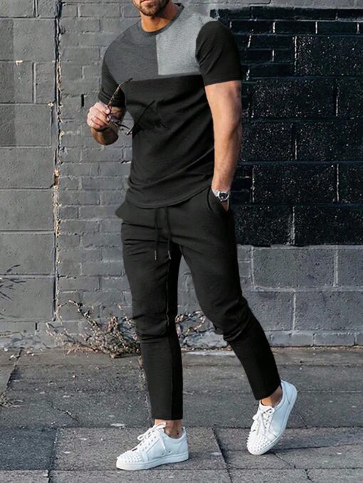 Conjunto camiseta de color combinado & jogger