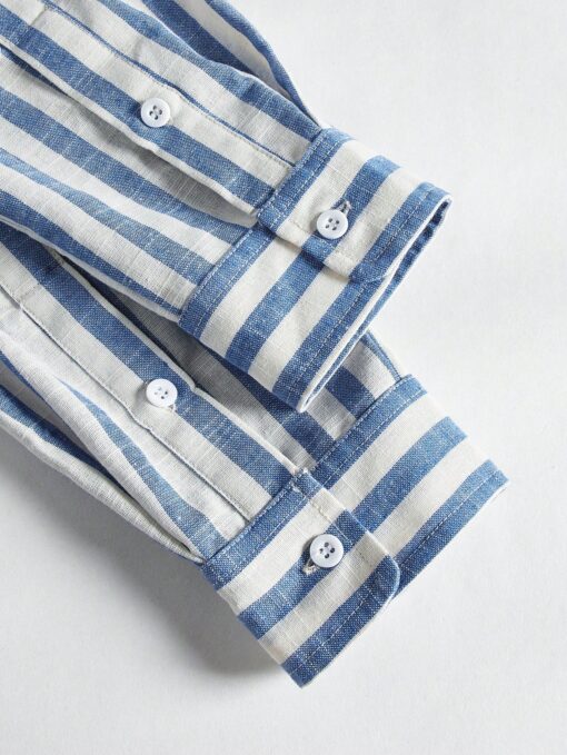 Camisa manga larga de tejido a rayas - Imagen 4