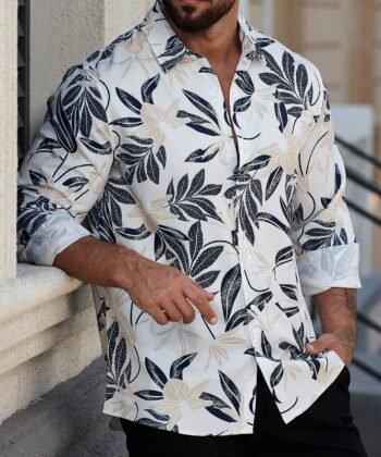 Camisa manga larga con estampado tropical