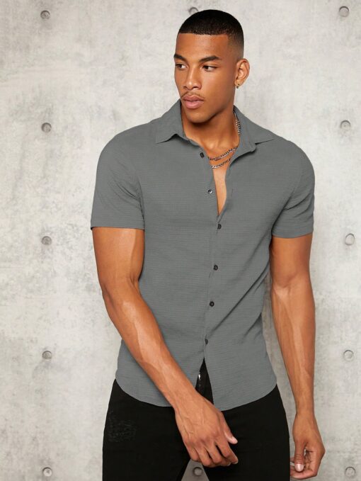 Camisa manga corta unicolor - Imagen 3