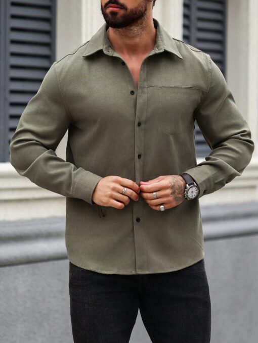 Camisa manga larga unicolor - Imagen 5
