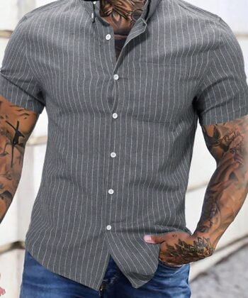 Camisa manga corta con rayas verticales