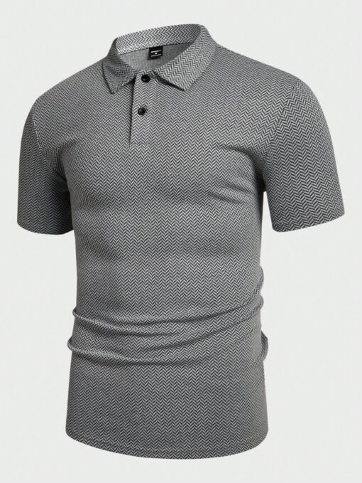Camisa polo con estampado de espiga - Imagen 2