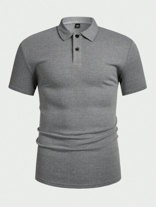 Camisa polo con estampado de espiga - Imagen 4