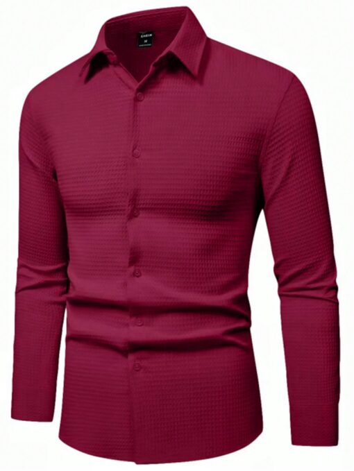 Camisa manga larga a cuadros tipo gofre - Imagen 2