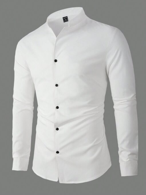 Camisa manga larga de cuello mao