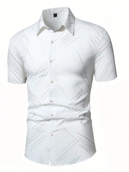 Camisa manga corta con estampado de lineas - Imagen 2