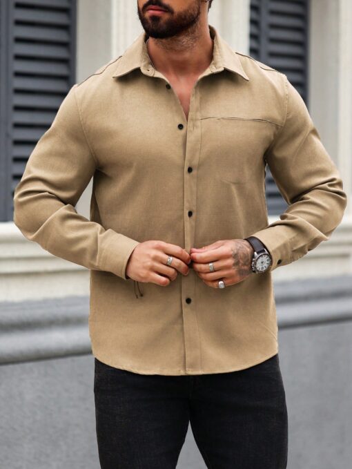 Camisa manga larga unicolor - Imagen 5