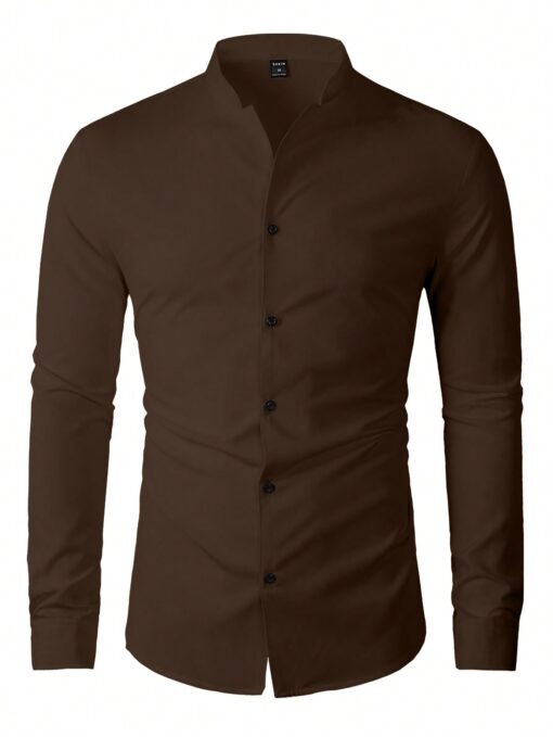 Camisa manga larga de cuello mao - Imagen 3