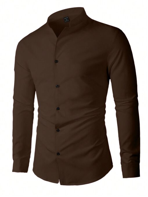 Camisa manga larga de cuello mao