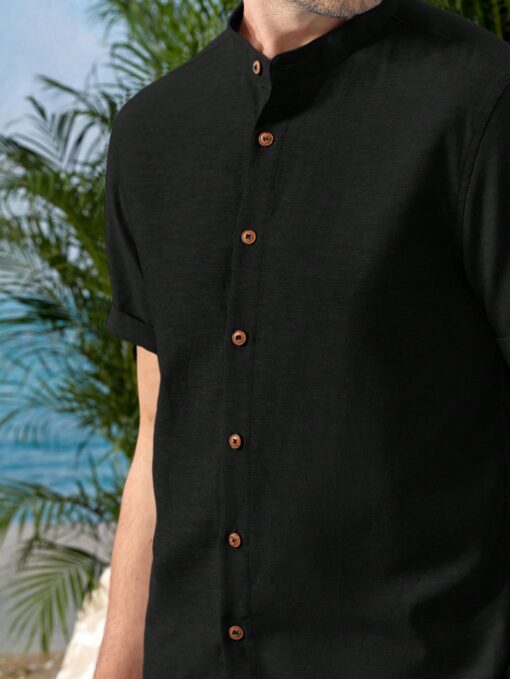 Camisa manga corta unicolor - Imagen 5