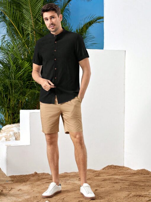 Camisa manga corta unicolor - Imagen 7