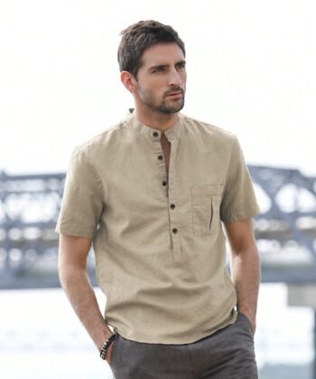 Camisa manga corta cuello mao