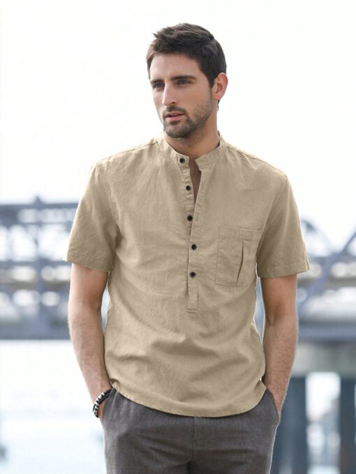 Camisa manga corta cuello mao - Imagen 8