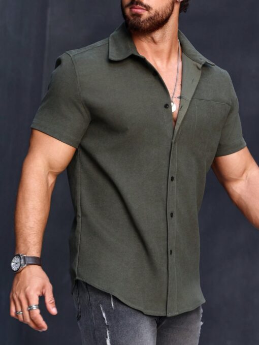 Camisa manga corta unicolor - Imagen 4