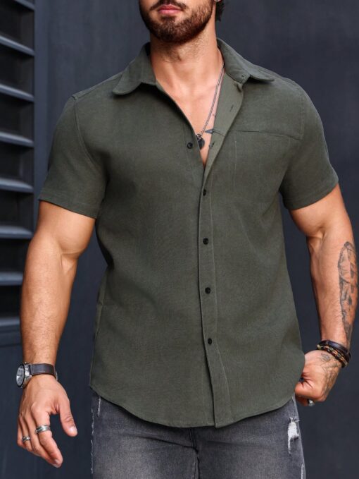 Camisa manga corta unicolor - Imagen 5