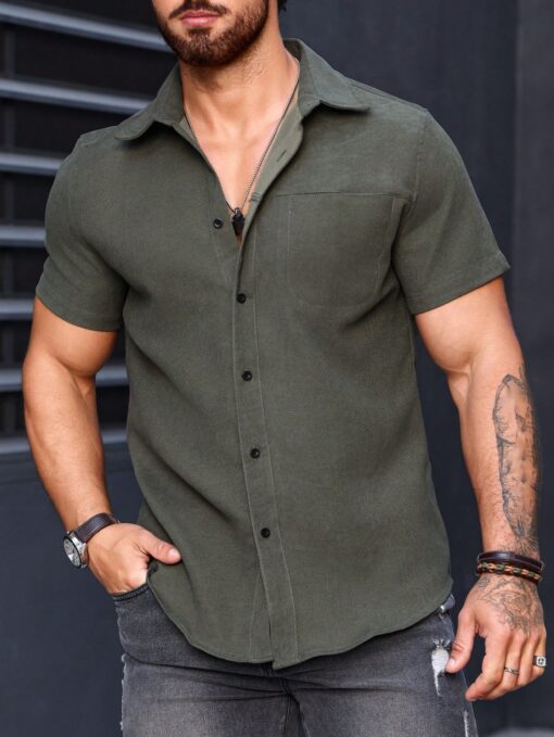 Camisa manga corta unicolor - Imagen 7