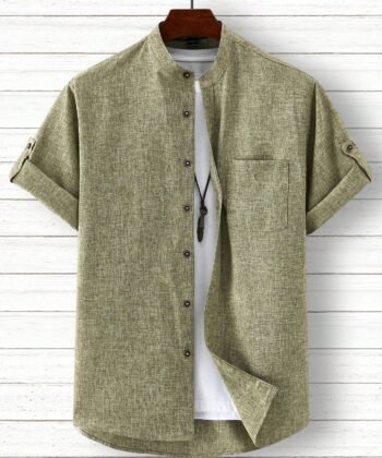 Camisa manga corta de cuello mao